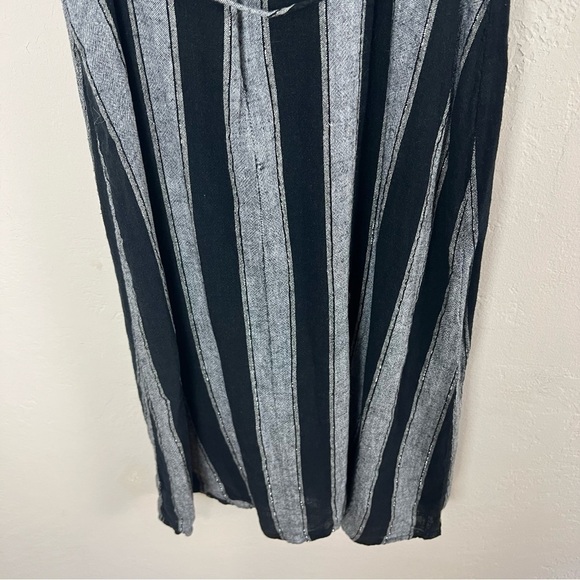 Rails Ariel Faux Wrap Dress Black‎ Silver Thompson Stripe Linen Blend Size Small - Picture 10 of 15